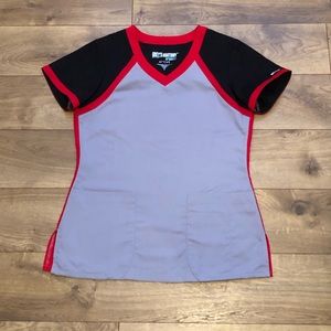 Greys Anatomy Gray/Red Scrub Top